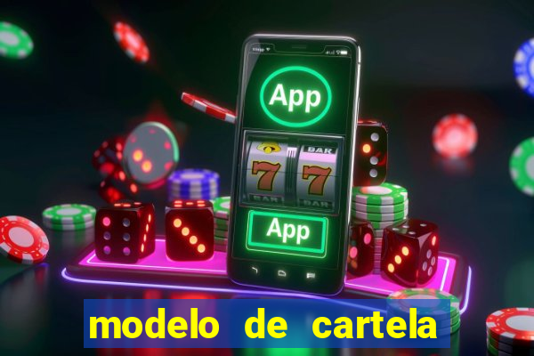 modelo de cartela de bingo em branco